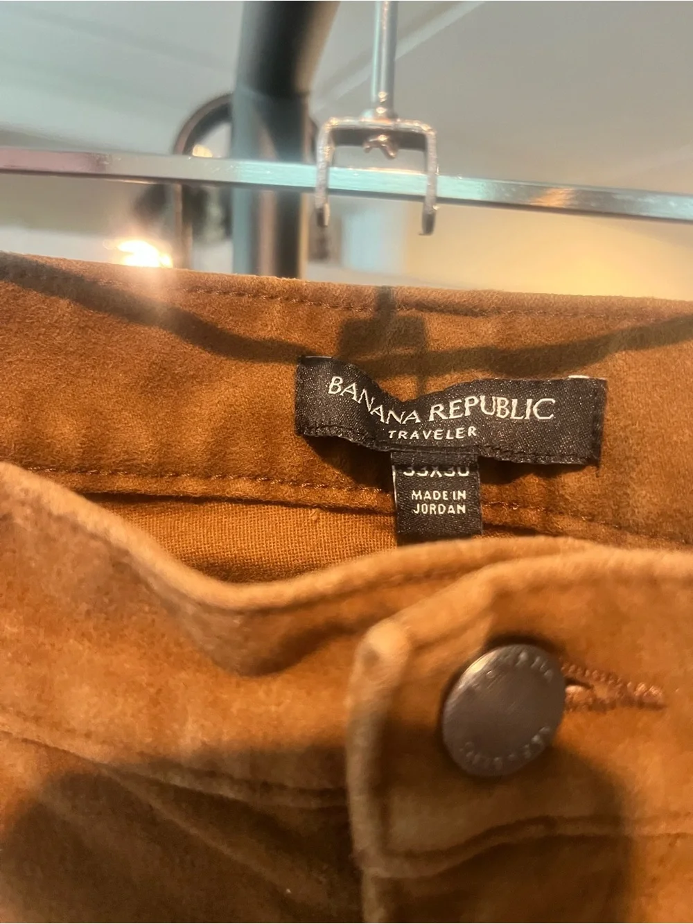 Banana Republic Men's Sued Traveler Pants / Warm Caramel Brown